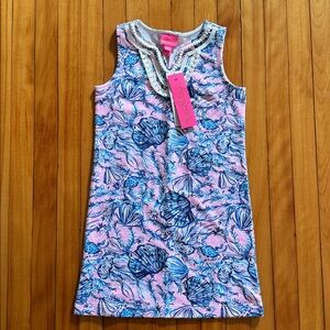 Lilly Pulitzer Pink and Blue Shell Print Dress mini Harper shift size M
